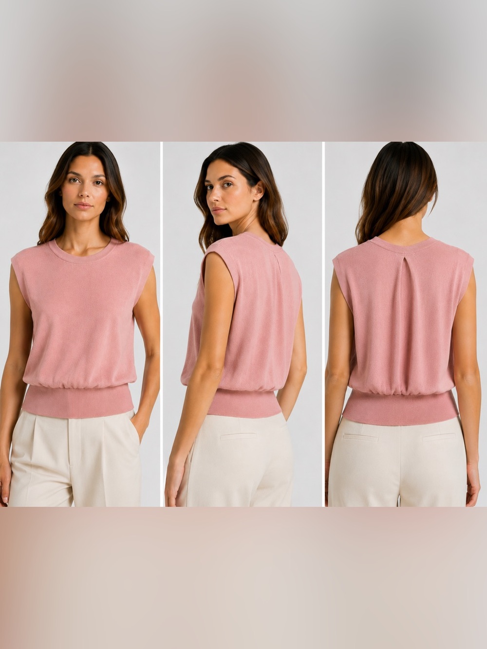 Minnie Rose Pink Cotton Cashmere Sleeveless Knit Sweater XS Soft Lightweight Top